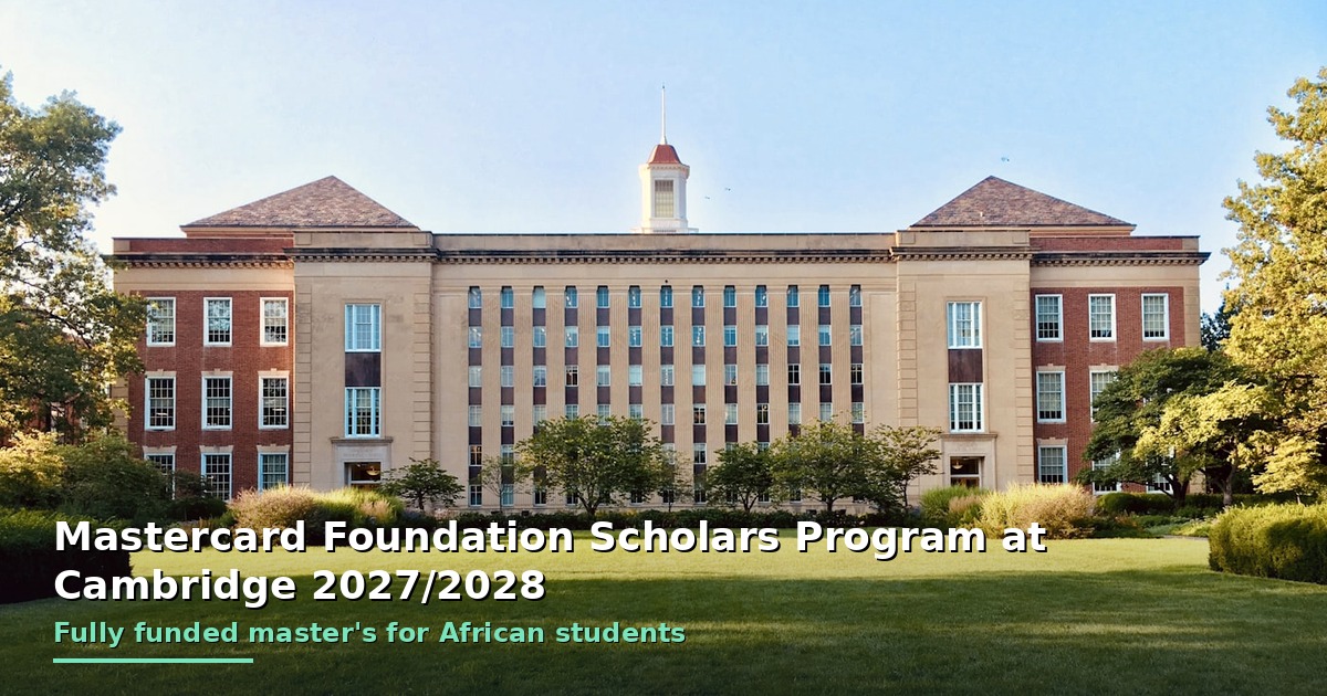 University of Cambridge Mastercard Foundation Scholars Program 2027/2028