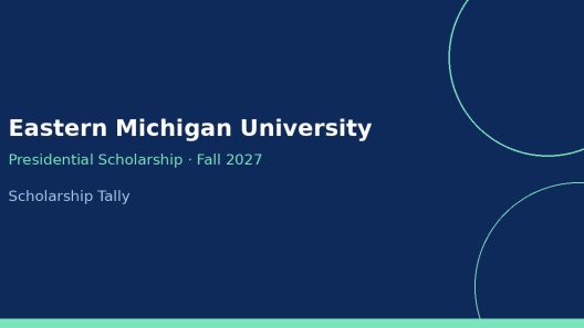Eastern Michigan University Presidential Scholarship for Fall 2027: eligibility paths, visit rule, and renewal terms